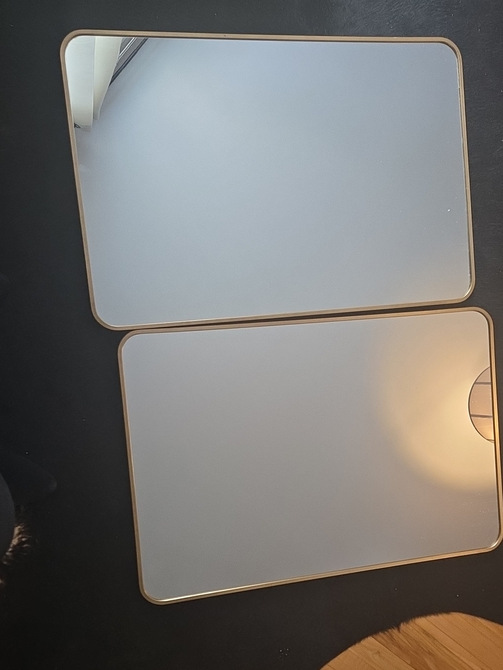 Set of 2 Rectangular Wall Mirrors with Gold Trim 3ft Long 2ft Wide